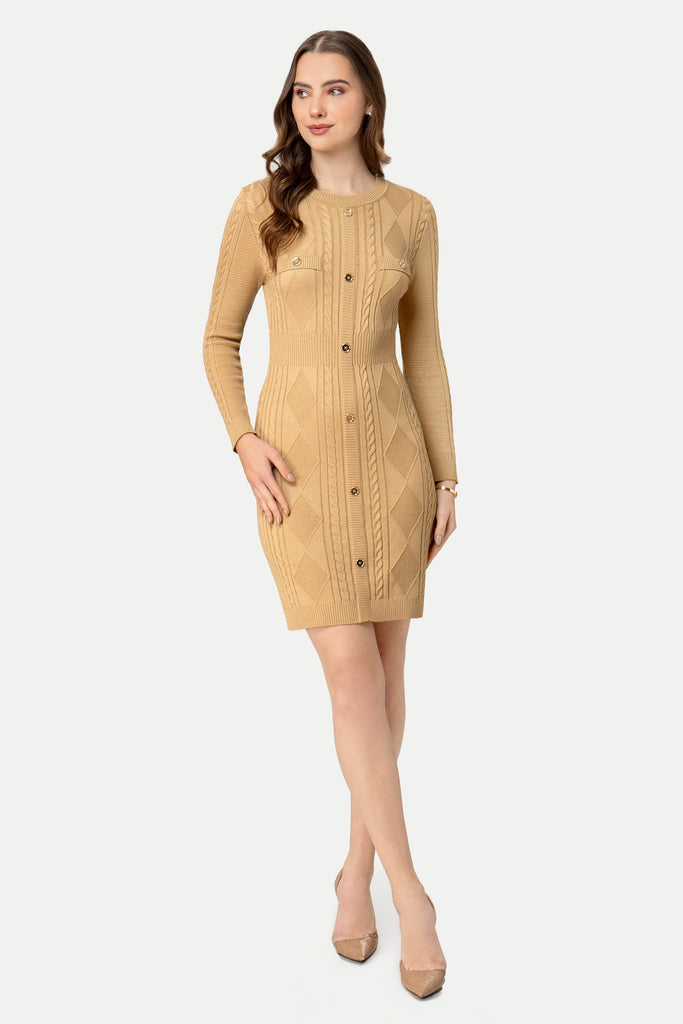 Vestido Tejido Manga Larga Leia VESTIDOS MOIXX Camel S 