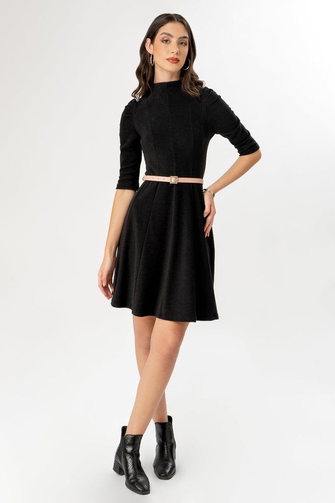 Midi Vestido Manga 3/4 Aina VESTIDOS MOIXX Negro S 