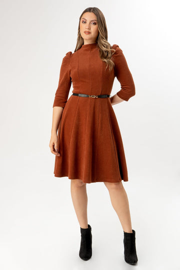 Midi Vestido Manga 3/4 Aina VESTIDOS MOIXX Marron S 