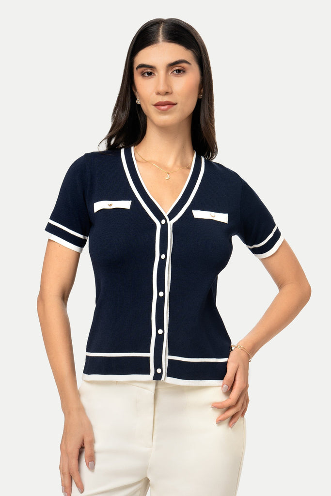 Cardigan Manga Corta Belatrice CARDIGANS MOIXX Azul S 