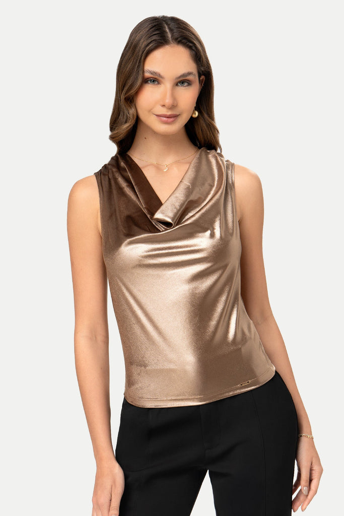 Blusa Cowl Fit Juliana BLUSAS MOIXX Camel S 