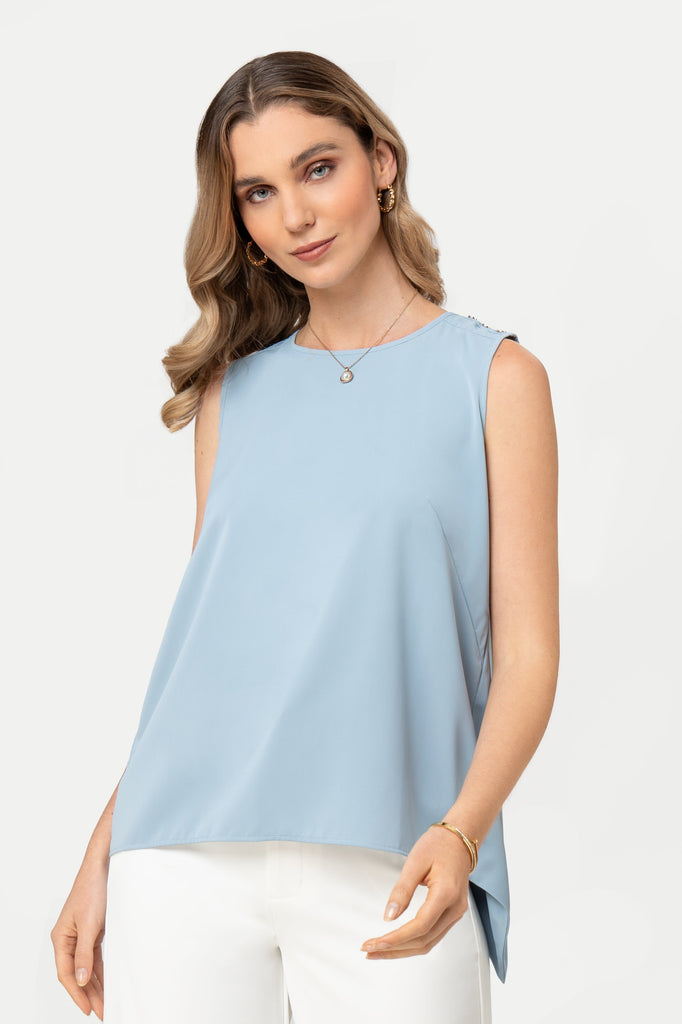 Blusa Manga Cero Elba BLUSAS MOIXX Celeste XS 