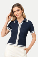 Cardigan Manga Corta Alvina CARDIGANS MOIXX Azul S 